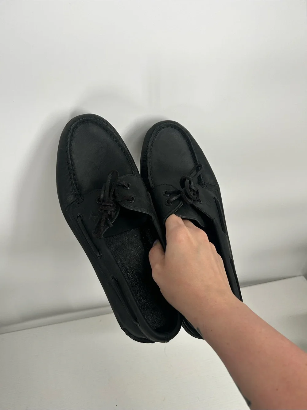 Sperry Top-Sider Authentic Original Black Leather Boat Shoes Mens 9.5M 0836981